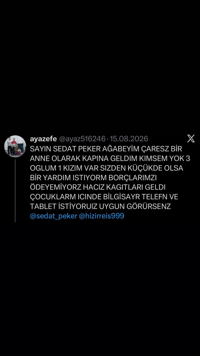 🔴 Bir annenin destek çağrısı karşılıksız kalmadı. Çocuklarının eğitim ihtiyaçları için Sayın Reis Sedat PE…